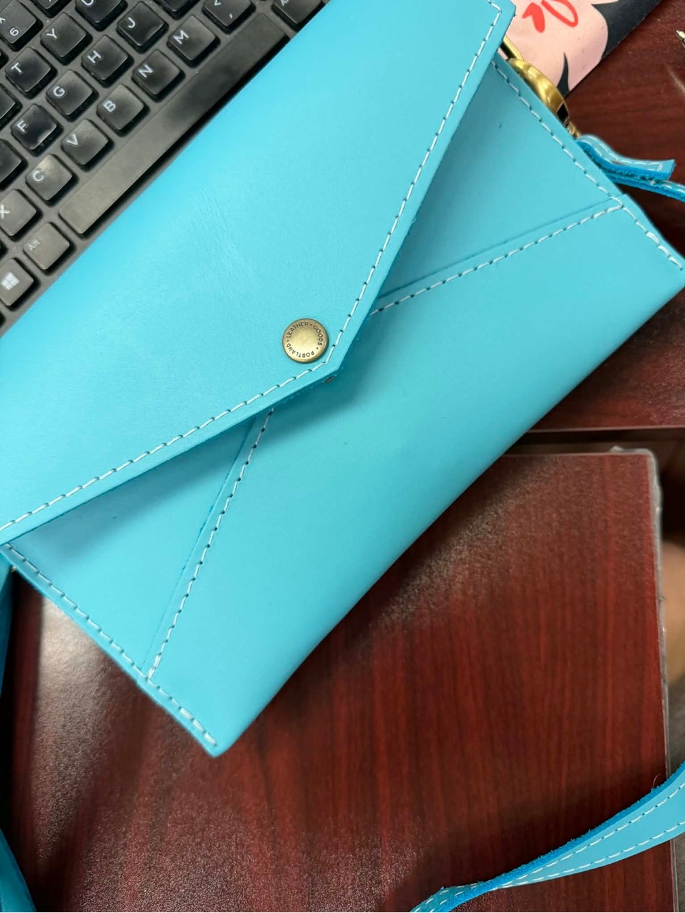 Portland Leather Turquoise Envelope Crossbody